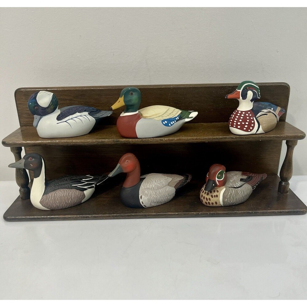 Vintage Avon Ceramic Duck Wall Art Shelf Hand Painted Mallards (1984) 6 Ducks